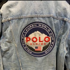 Polo Ralph Lauren ALPINE WORLD CUP RACING Denim Trucker Jean Jacket size XL NWT